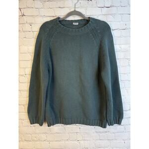 CP Shades Sausalito Vintage Hunter Green Cableknit Boatneck Sweater Oversized L